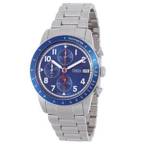 NWT Authentic Fossil Sport Tourer Chronograph Quartz Blue Dial Men's Watch
